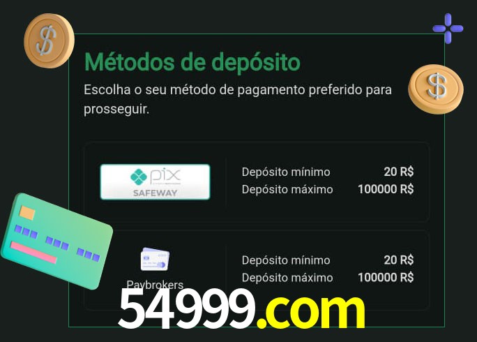 O cassino 54999.com oferece uma grande variedade de métodos de pagamento